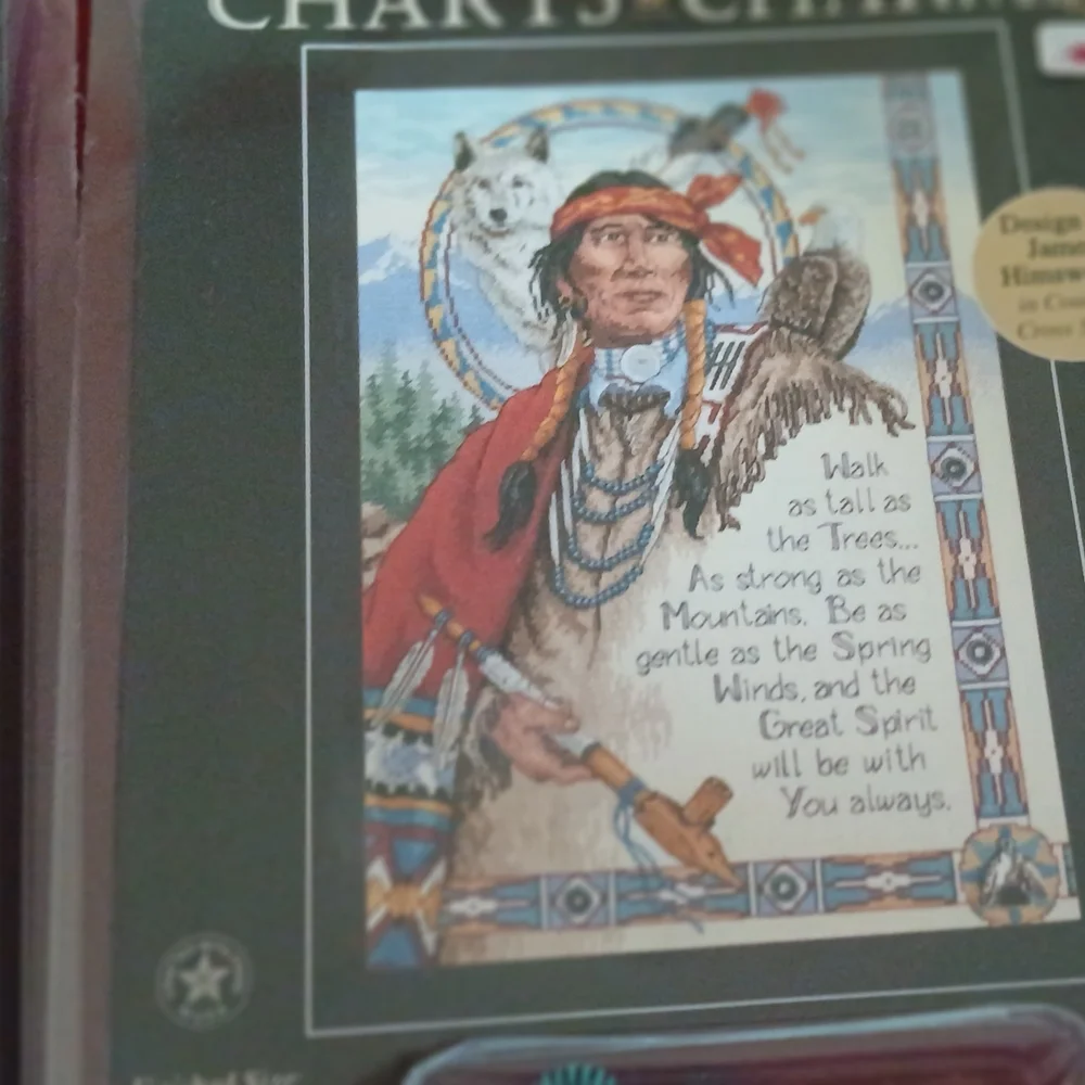 2 Complete Native American Dimensions Charts & Charms Cross Stitch Craft Kits